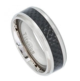 High Polish Titanium Ring With Black Carbon Fiber Inlay 8mm, <b>size: 10</b>