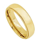 Yellow Gold Plated Domed Titanium Ring With Milgrain - 5mm, <b>size: 10</b>