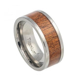 Pipe-cut Titanium Ring With Hawaiian Koa Wood Inlay - 9mm, <b>size: 10</b>