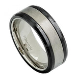 Titanium Ring Base & Center With High Polished Black Ceramic Beveled Edge - 8mm, <b>size: 10</b>