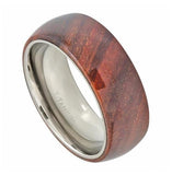 Domed Titanium Ring With Hawaiian Koa Wood Inlay - 8mm, <b>size: 10</b>