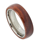 Domed Titanium Ring With Hawaiian Koa Wood Inlay - 6mm, <b>size: 10</b>