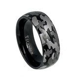 Black Ip Titanium Ring High Polish Military Army Gray Camouflage Design - 8mm, <b>size: 10</b>