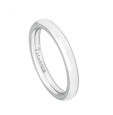 White Titanium Classic Domed Ring - 3mm, <b>size: 5</b>