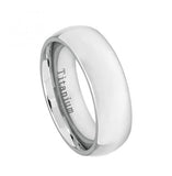 White Titanium Classic Domed Ring - 6mm, <b>size: 10</b>