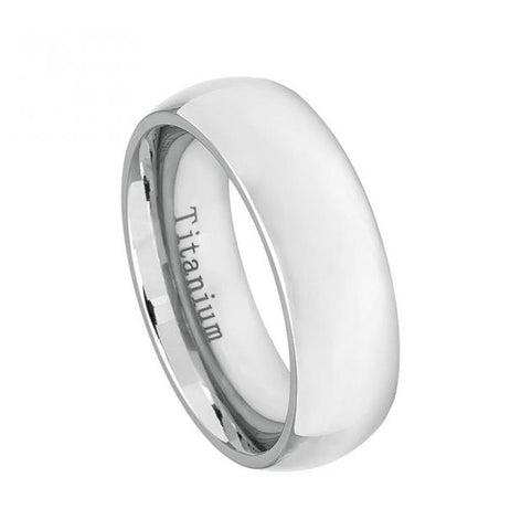 White Titanium Classic Domed Ring - 7mm, <b>size: 10</b>