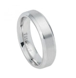 White Titanium Ring Brushed Center Shiny Beveled Edge - 6mm, <b>size: 10</b>