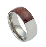 Titanium Ring Mahogany Inlaid Halfway - 8mm, <b>size: 10</b>