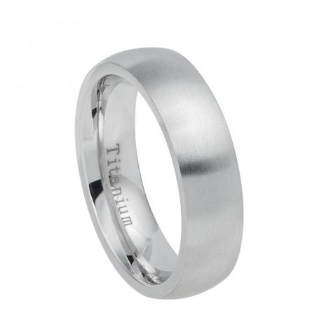 White Titanium Ring High Polished With Brushed Center - 6mm, <b>size: 10</b>