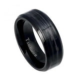 Black Ip Titanium Ring With Imitation Dark Wood Grain Inlay - 8mm, <b>size: 10</b>