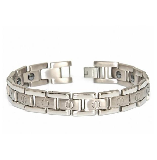 Titanium Bracelet Brushed Center With Popular Screw Top Design With Magnetic Ions