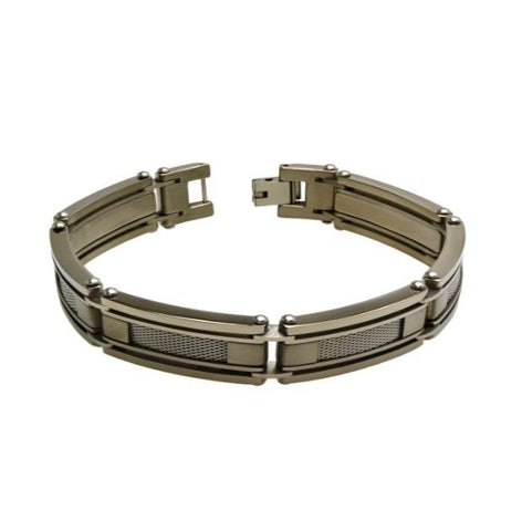 Titanium High Polished Wire Mesh Center Designer Link Bracelet