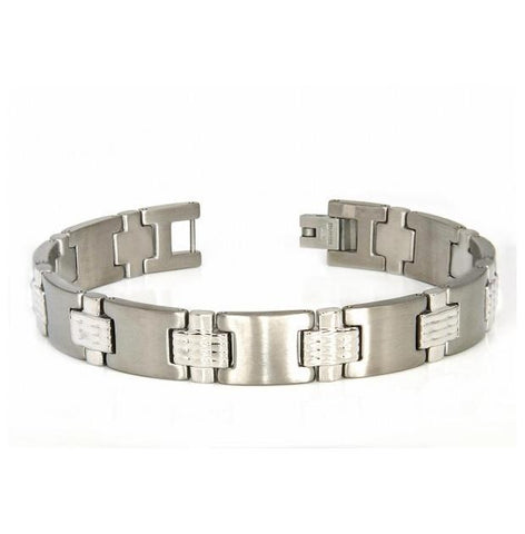 Brushed Finish "h" Style Titanium Bracelet With High Polished Cross Links