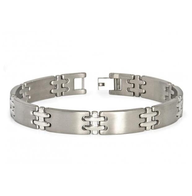 Brushed Finish With High Polished Links Titanium Bracelet