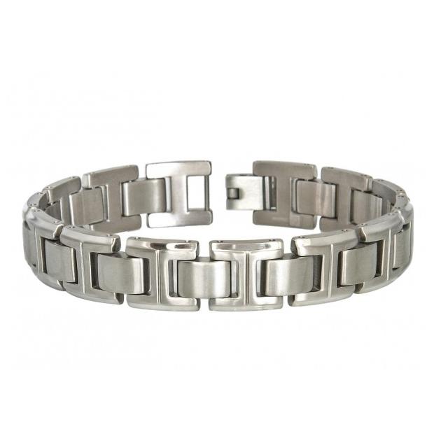 Brushed Slim "h" Style Titanium Bracelet