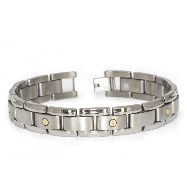 2-tone Titanium Bracelet With Rose Gold Plated Screw-top Face Design