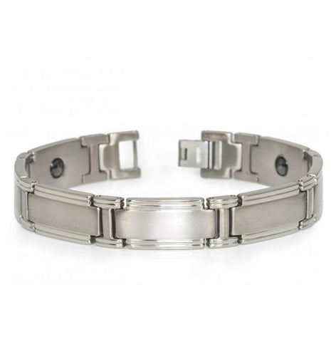 High Polished & Brushed Finish Titanium Bracelet With Magnetic Ion