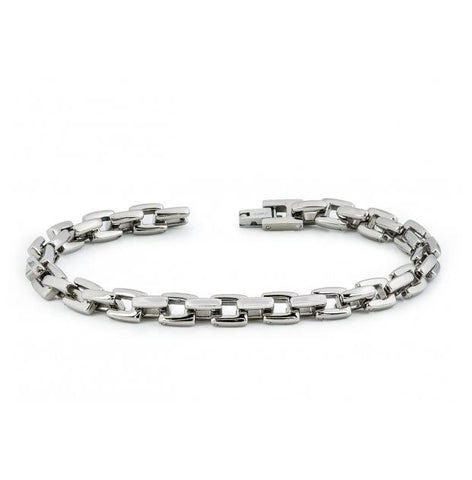 High Polished Titanium Designer Square Link Bracelet