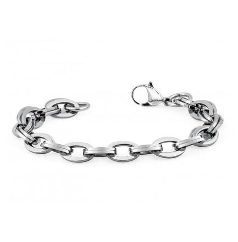 High Polished Titanium Double Oval Link Bracelet