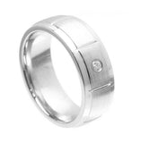 Multiple Grooved Cobalt Ring With 0.07 Ctw White Diamond Center - 8mm, <b>size: 10</b>