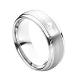 Cobalt Ring Brushed Center High Polished Edge With 0.07 Ctw White Diamond Center Stone - 8mm, <b>size: 10</b>