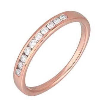 0.14 Ctw Diamond 14k Rose Gold Round Shape Womens Wedding Band Ring