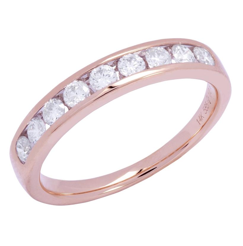 0.49 Ctw Diamond 14k Rose Gold Round Shape Womens Wedding Band Ring