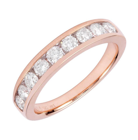 0.74 Ctw Diamond 14k Rose Gold Round Shape Womens Wedding Band Ring