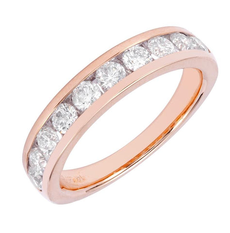 0.99 Ctw Diamond 14k Rose Gold Round Shape Womens Wedding Band Ring