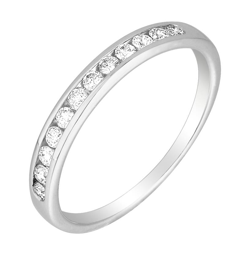 0.25 Ctw Diamond 14k White Gold Round Shape Womens Wedding Band Ring
