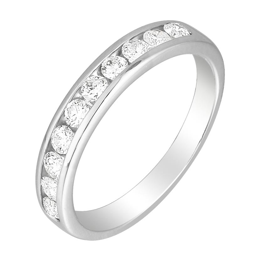 0.51 Ctw Diamond 14k White Gold Round Shape Womens Wedding Band Ring