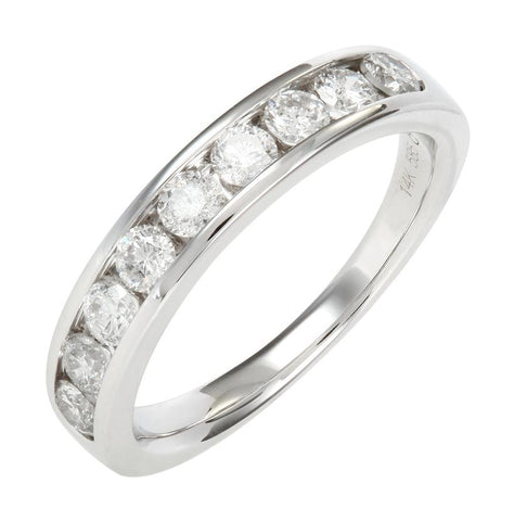 0.74 Ctw Diamond 14k White Gold Round Shape Womens Wedding Band Ring