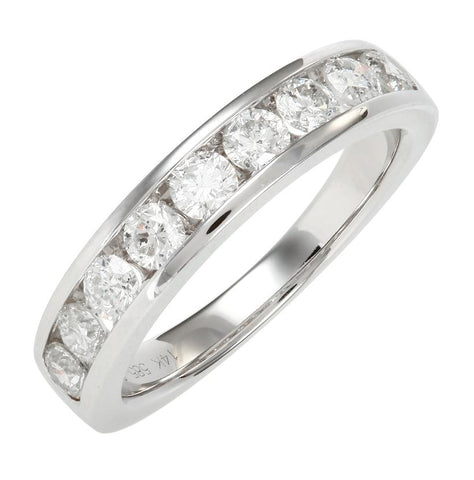 0.98 Ctw Diamond 14k White Gold Round Shape Womens Wedding Band Ring