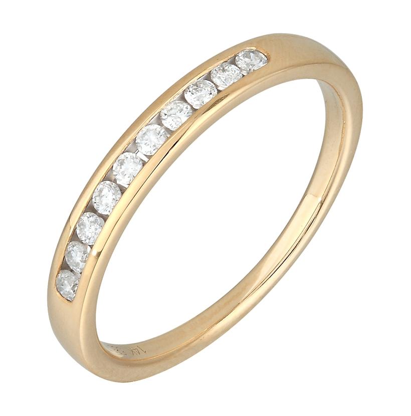0.14 Ctw Diamond 14k Yellow Gold Round Shape Womens Wedding Band Ring