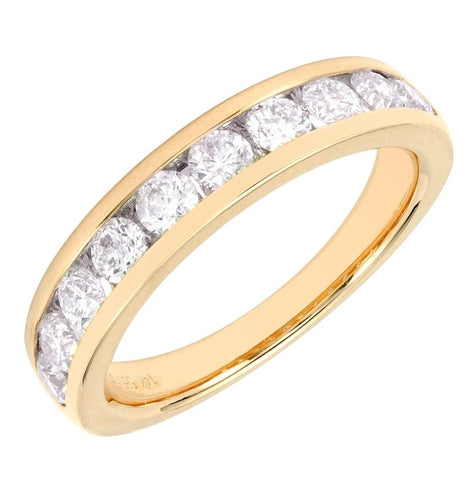 0.99 Ctw Diamond 14k Yellow Gold Round Shape Womens Wedding Band Ring