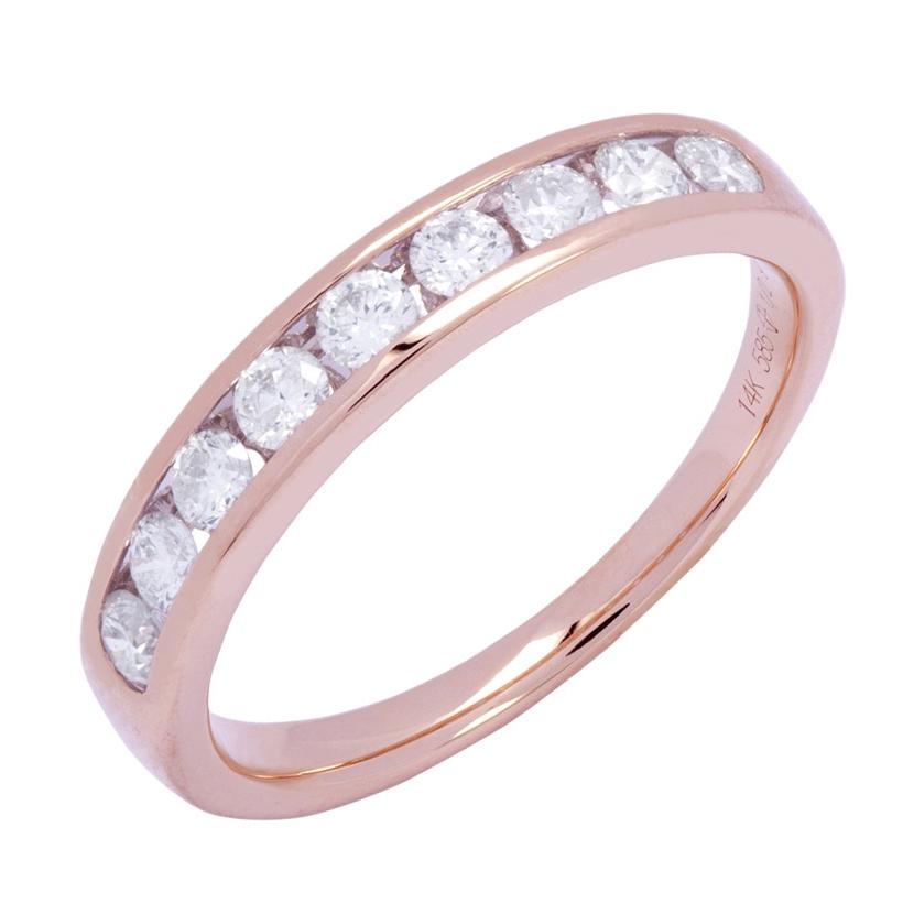 0.49 Ctw Diamond 14k Rose Gold Round Shape Womens Wedding Band Ring