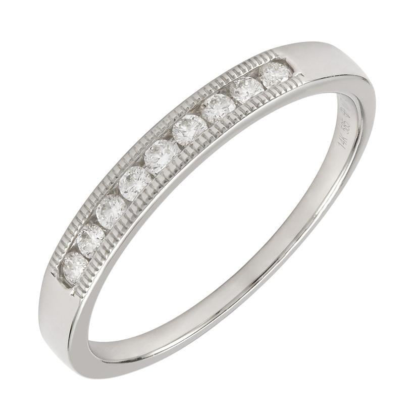 0.15 Ctw Diamond 14k White Gold Round Shape Womens Wedding Band Ring