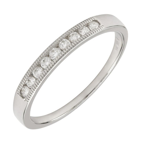 0.15 Ctw Diamond 14k White Gold Round Shape Womens Wedding Band Ring