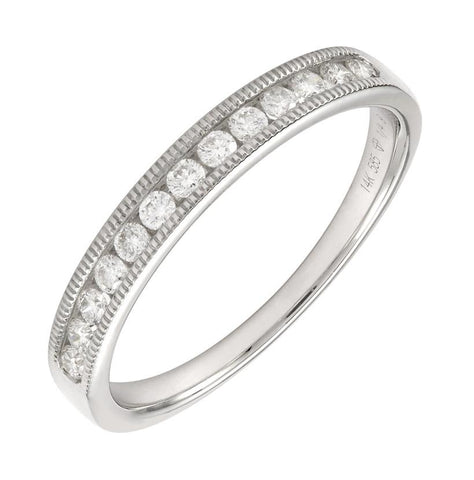 0.24 Ctw Diamond 14k White Gold Round Shape Womens Wedding Band Ring