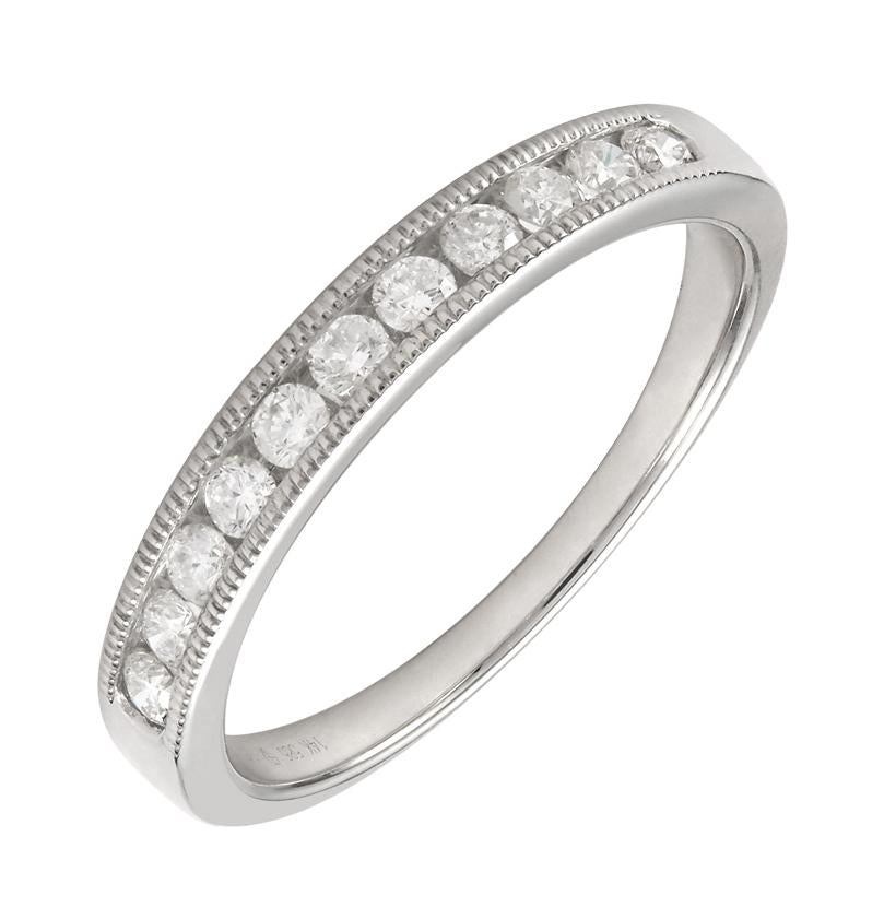 0.32 Ctw Diamond 14k White Gold Round Shape Womens Wedding Band Ring