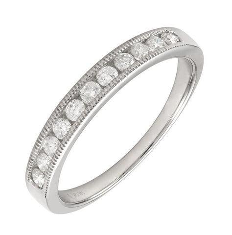 0.32 Ctw Diamond 14k White Gold Round Shape Womens Wedding Band Ring