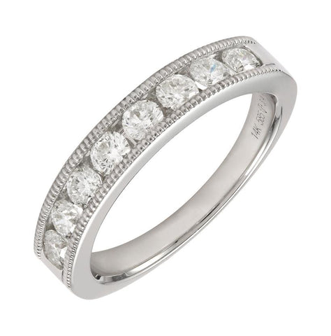 0.74 Ctw Diamond 14k White Gold Round Shape Womens Wedding Band Ring