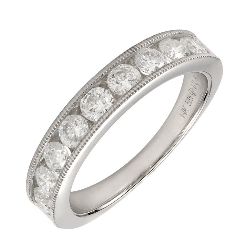 0.99 Ctw Diamond 14k White Gold Round Shape Womens Wedding Band Ring