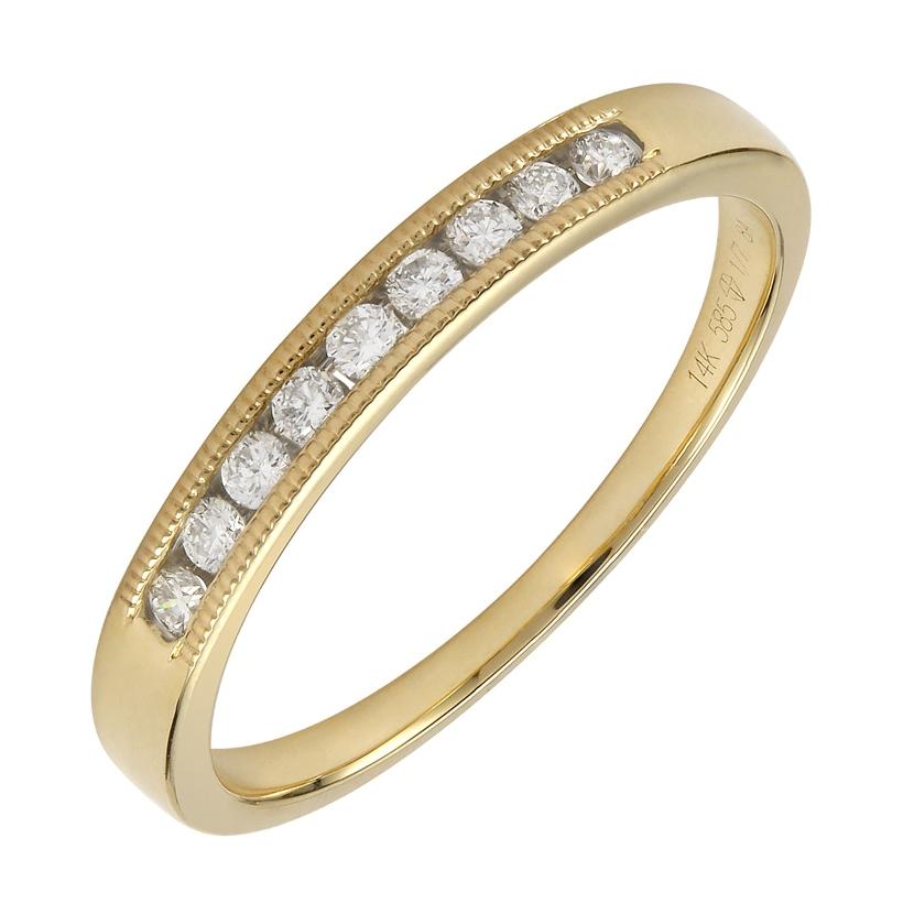 0.14 Ctw Diamond 14k Yellow Gold Round Shape Womens Wedding Band Ring