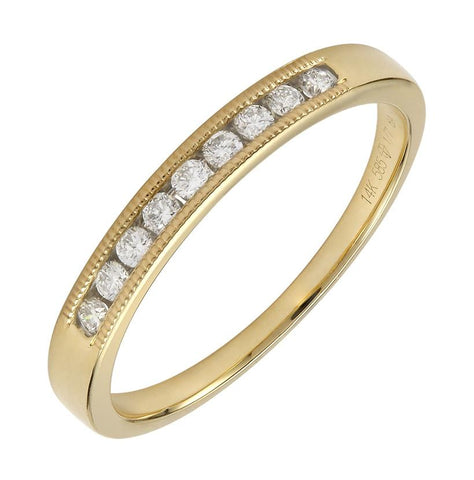 0.14 Ctw Diamond 14k Yellow Gold Round Shape Womens Wedding Band Ring