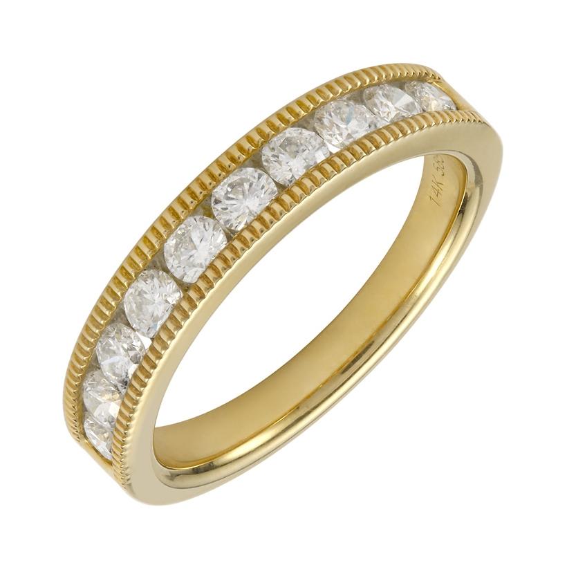 0.74 Ctw Diamond 14k Yellow Gold Round Shape Womens Wedding Band Ring