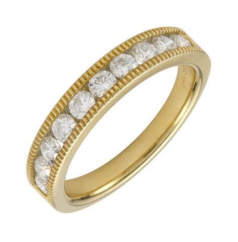 0.74 Ctw Diamond 14k Yellow Gold Round Shape Womens Wedding Band Ring
