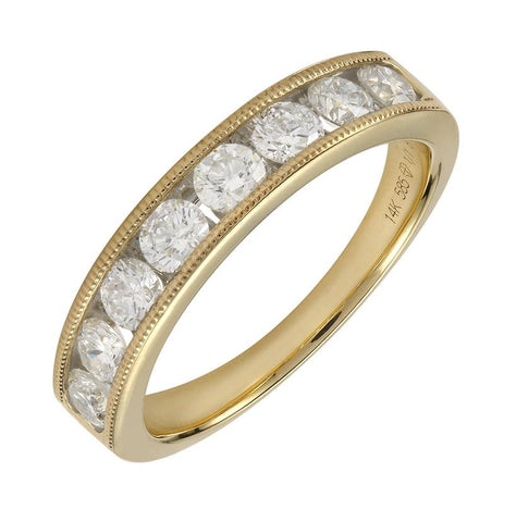 0.99 Ctw Diamond 14k Yellow Gold Round Shape Womens Wedding Band Ring