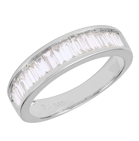 0.99 Ctw Diamond 14k White Gold Tap Baguette Shape Womens Wedding Band Ring