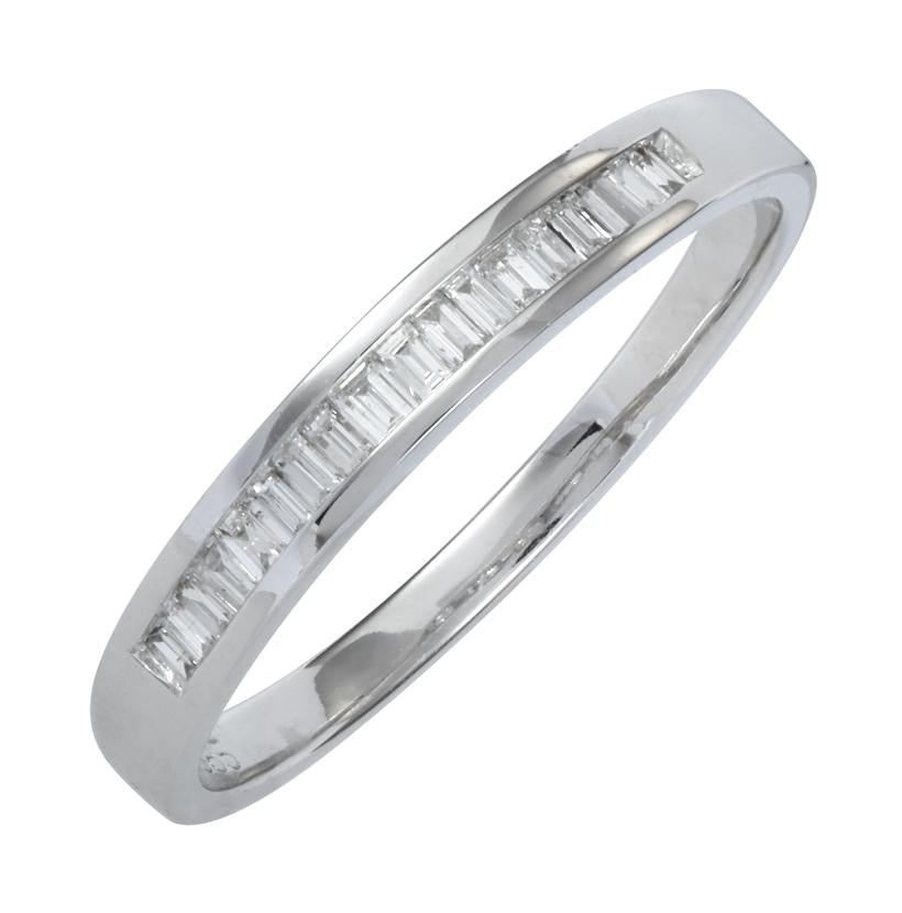 0.14 Ctw Diamond 14k White Gold Tap Baguette Shape Womens Wedding Band Ring